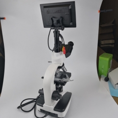 Microscopio biológico trinocular con pantalla