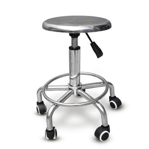 Taburete alto de acero inoxidable 5 patas con ruedas con función de elevación
